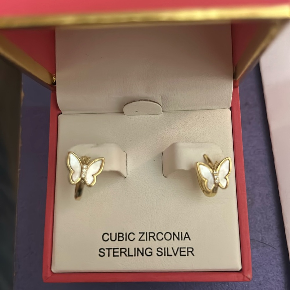 NWT Rachel Zoe Sterling Silver dainty butterfly earrings